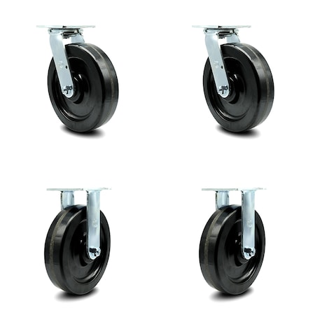 Service Caster 8 Inch Phenolic Caster Set with Ball Bearings 2 Swivel 2 Rigid SCC-30CS820-PHB-2-R820-2